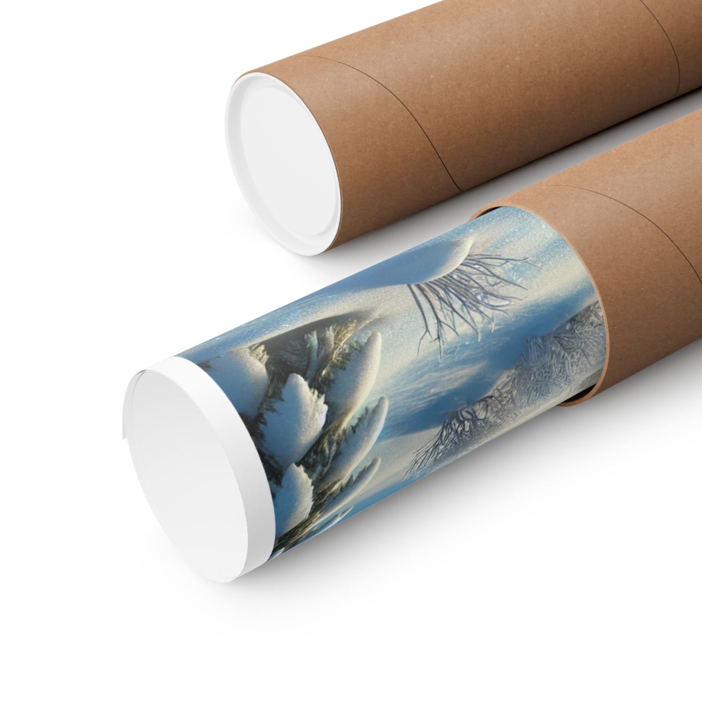 Snowy Cabin Winter Lake Landscape Art Poster
