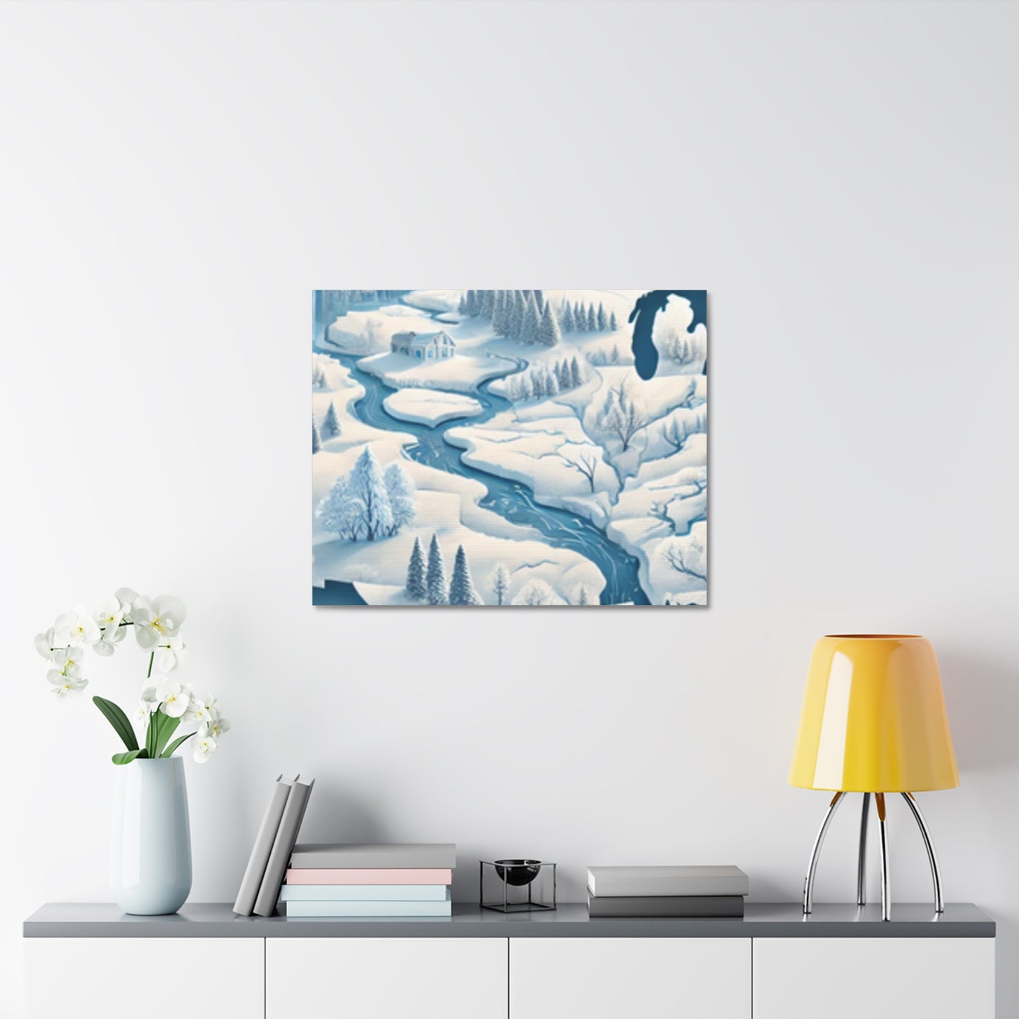Winter USA Dreamscape Snowy Map Canvas Wall Art Travel Gift