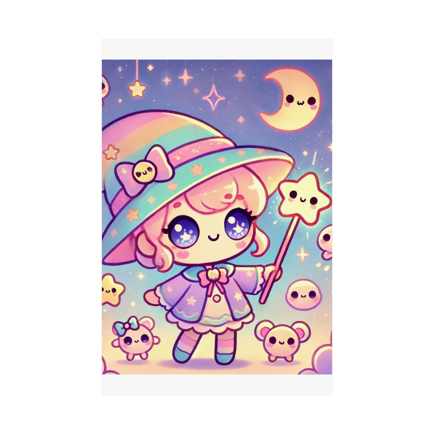Kawaii Moon Wand Pastel Fantasy Wall Art Poster
