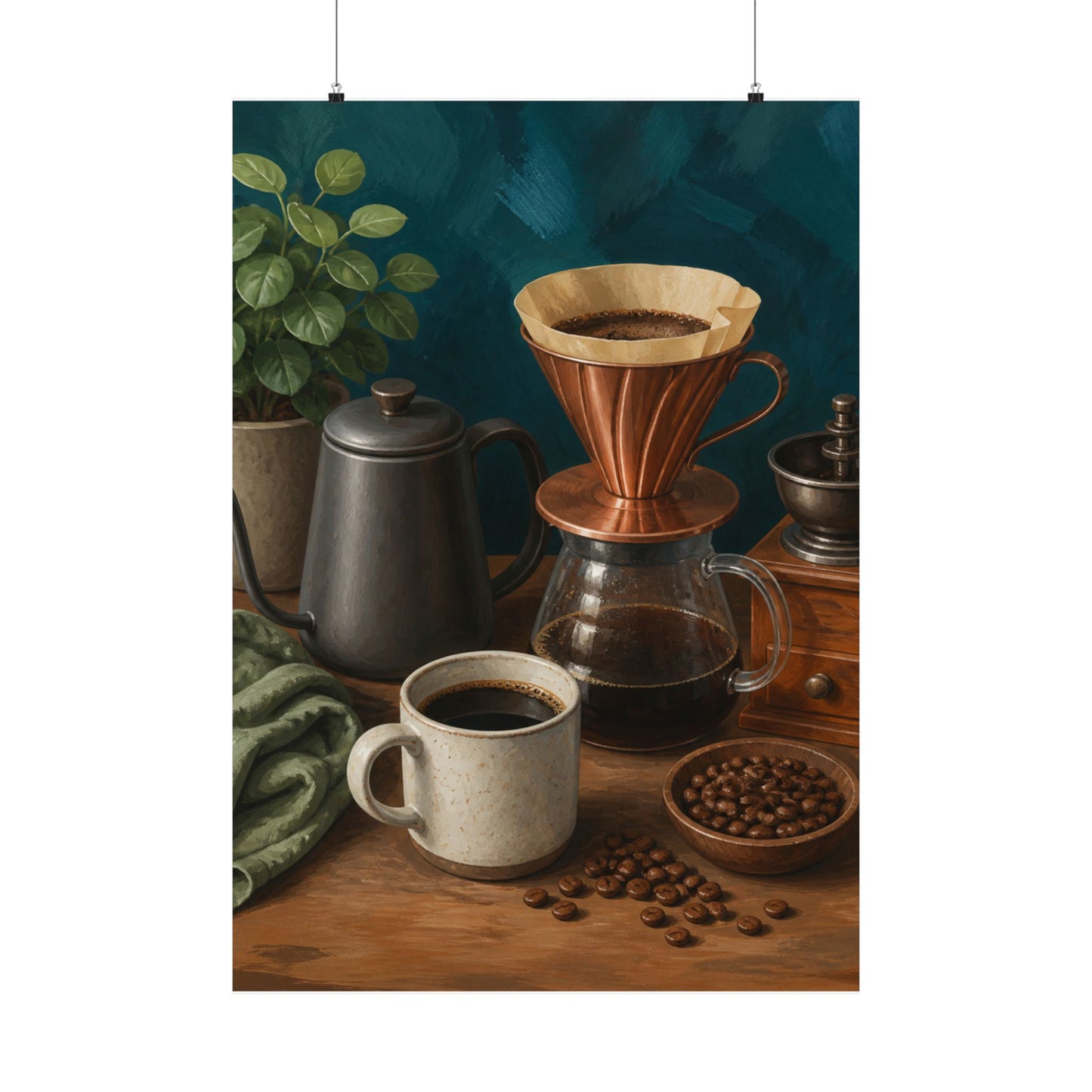 Warm Home Coffee Brewing Art Poster