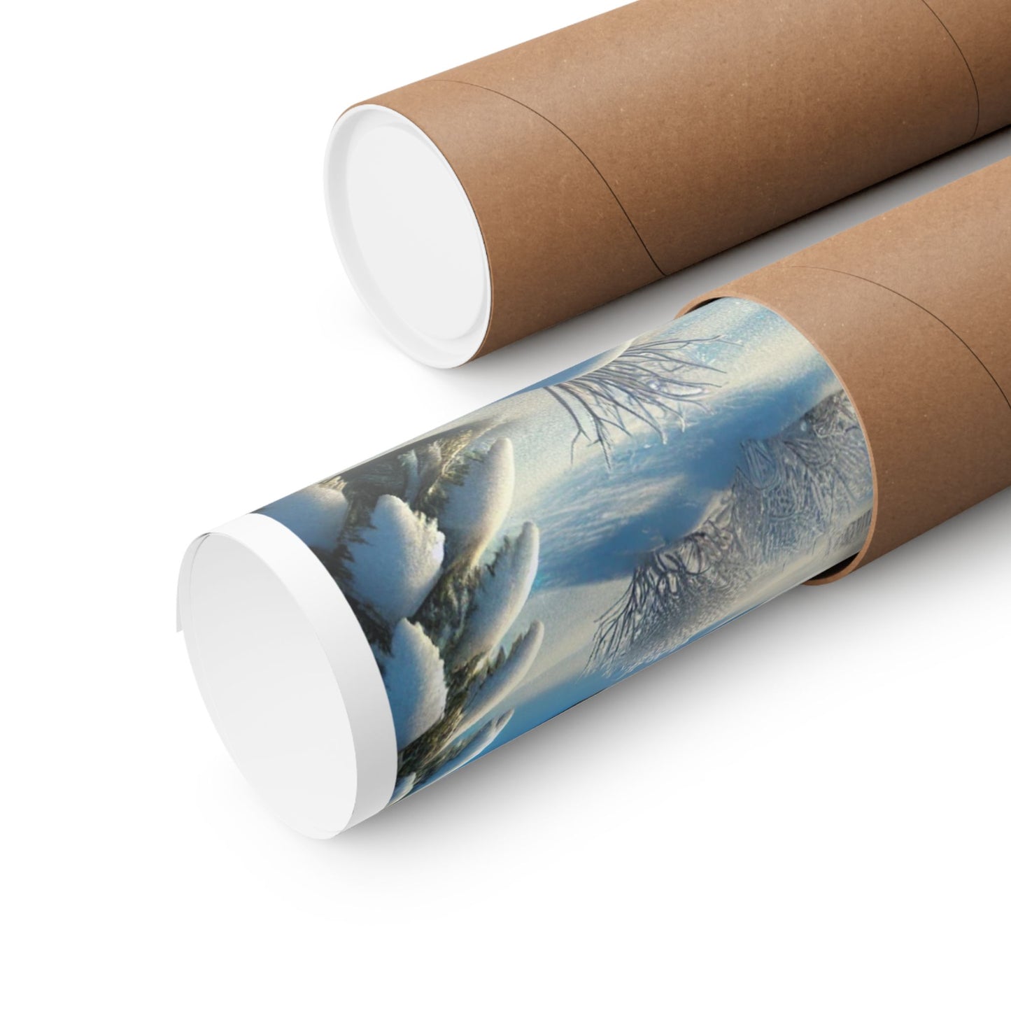 Snowy Cabin Winter Lake Landscape Art Poster