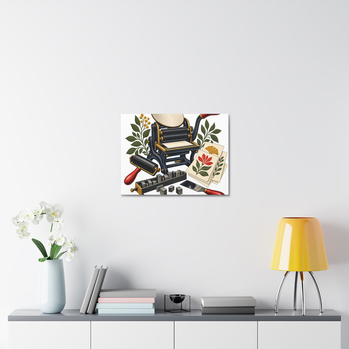 Botanical Letterpress Printshop Canvas