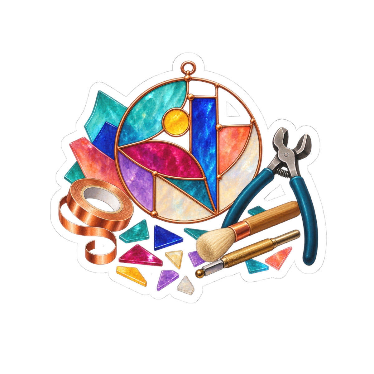Abstract Stained Glass Suncatcher Workshop Sticker