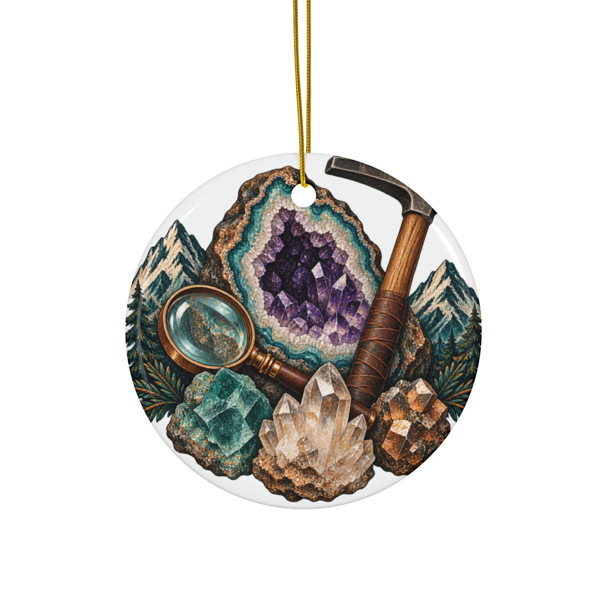 Vintage Geode and Rockhounding Field Kit Round Ornament