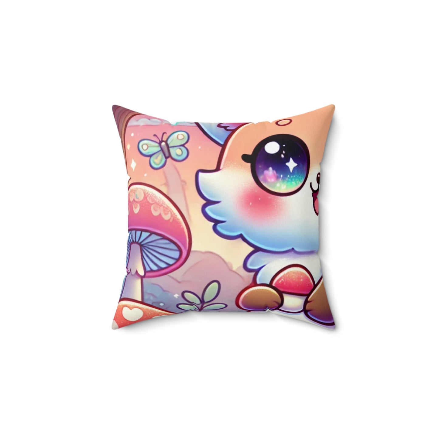 Pastel Woodland Fox Mushroom Kawaii Decorative Pillow