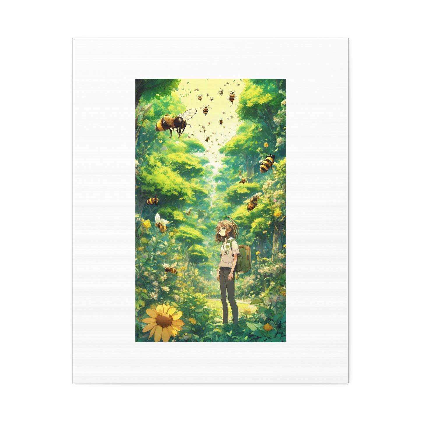 Bee Garden Explorer Anime Nature Art Canvas