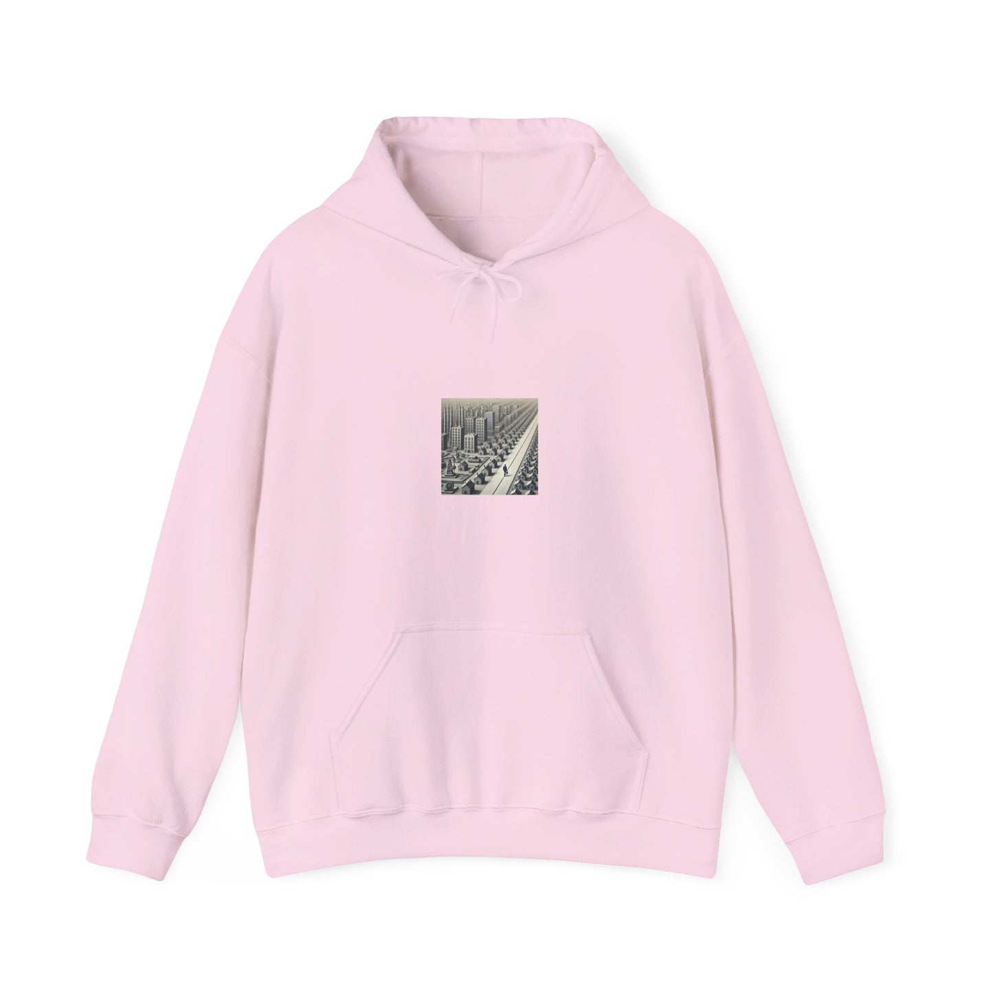 Monochrome Urban Factory Cityscape Graphic Hoodie Architecture Gift