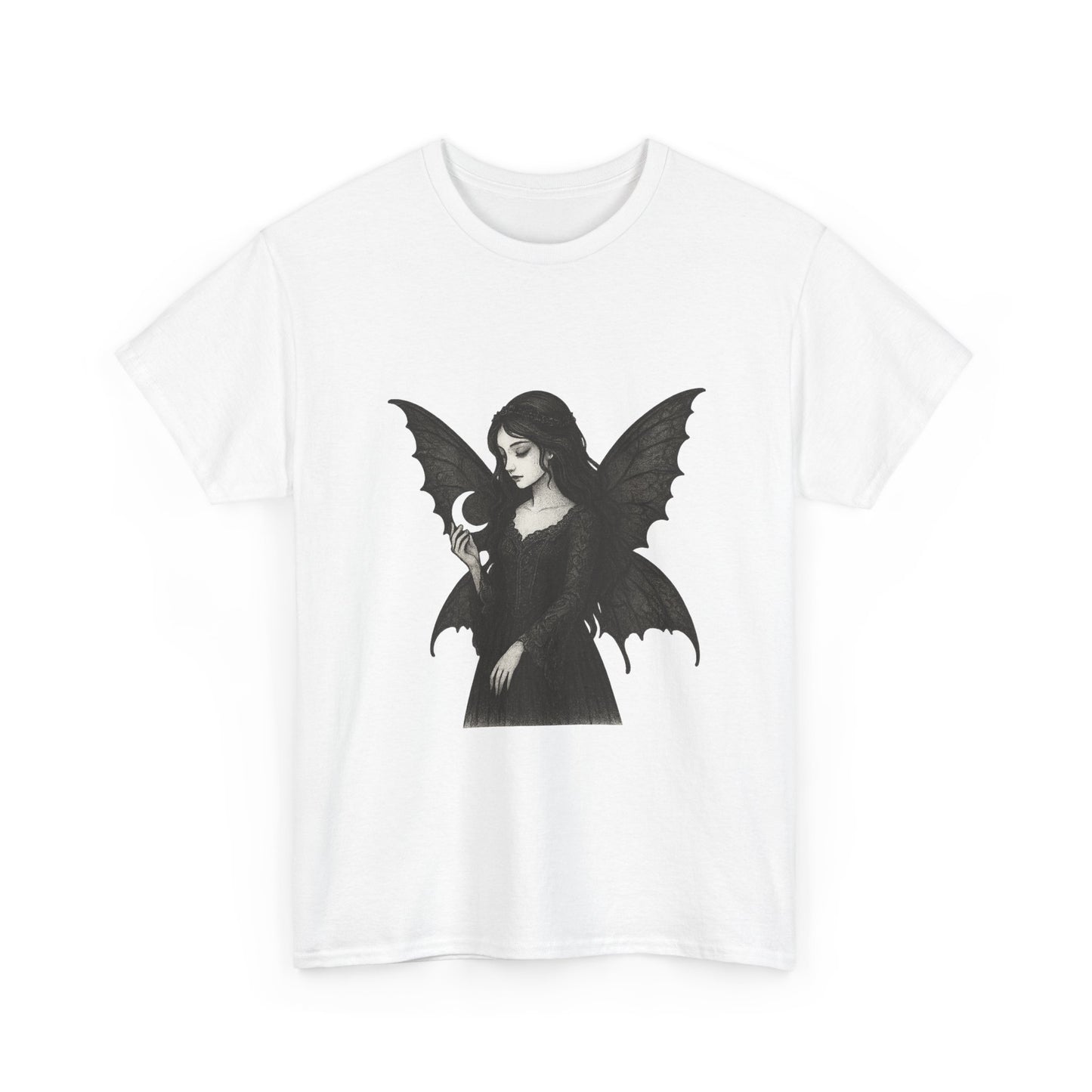 Gothic Fairy Tee, Unisex Cotton T-Shirt with Bat Wings, Forest Aesthetic Shirt, Perfect for Halloween, Casual Wear, Emo Witch