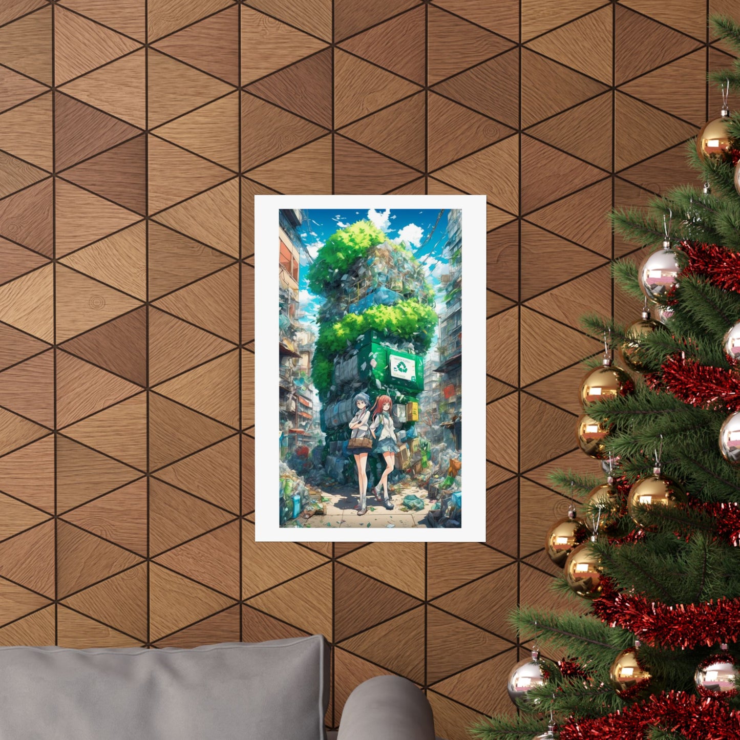 Urban Recycling Anime Friends Green City Wall Poster