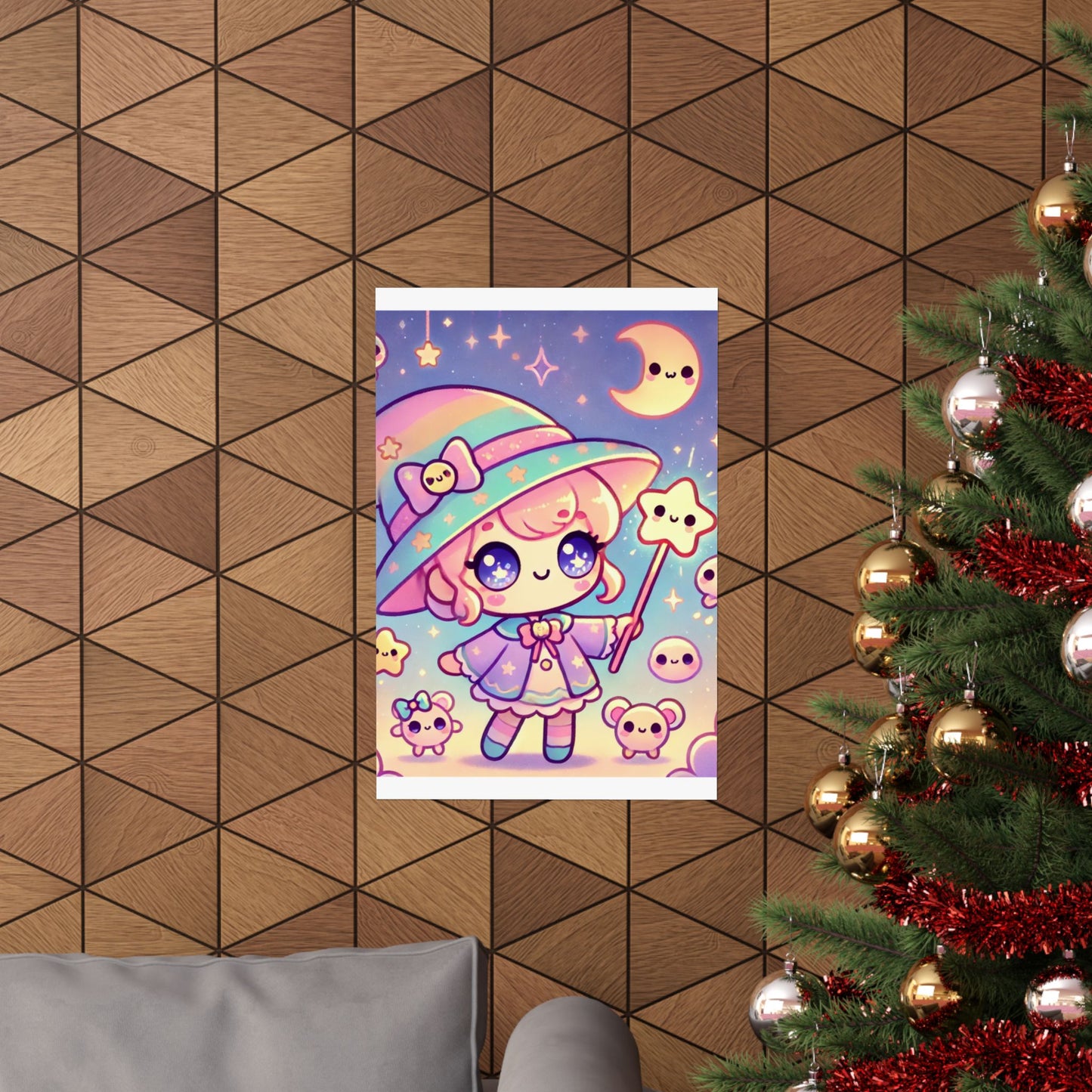 Kawaii Moon Wand Pastel Fantasy Wall Art Poster