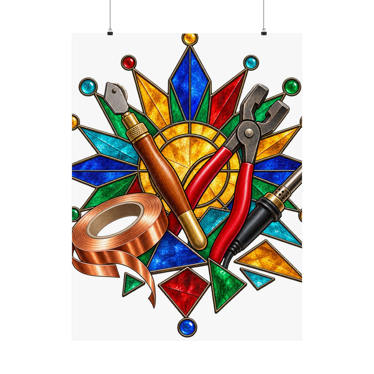Stained Glass Workshop Tools Poster