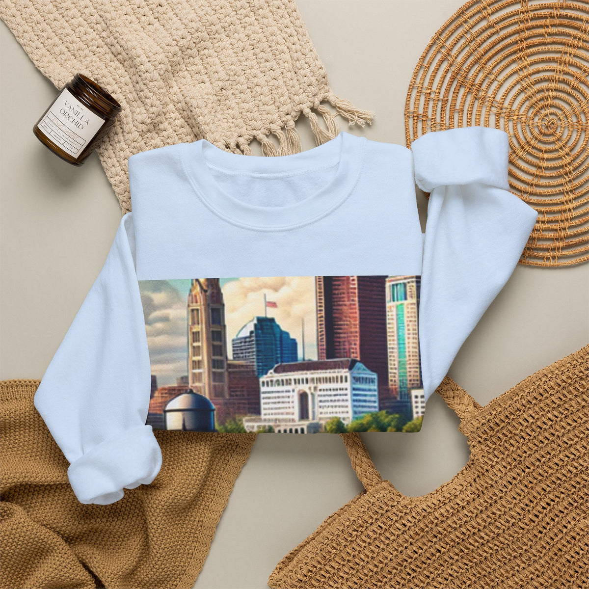 Rural River City Skyline Hometown Landscape Sweatshirt