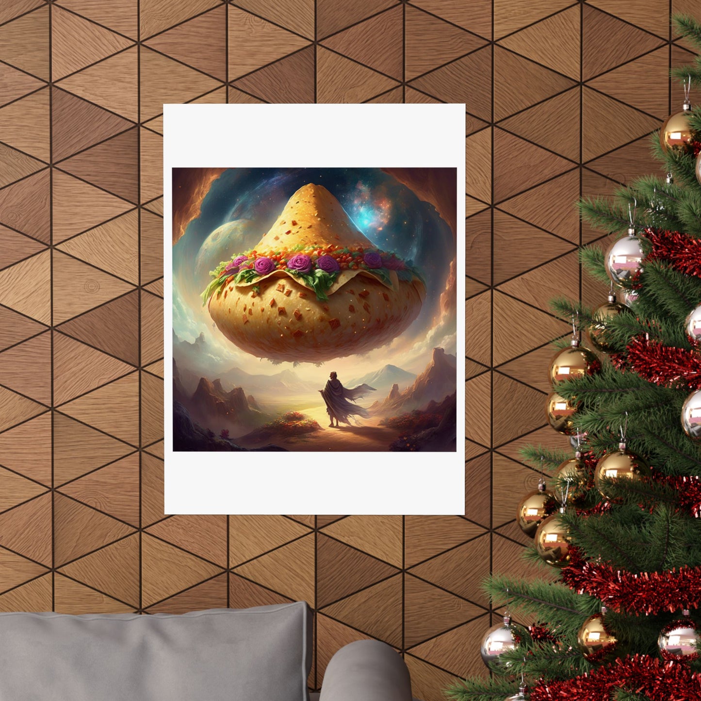 Cosmic Taco Planetoid Surreal Food Fantasy Art Poster