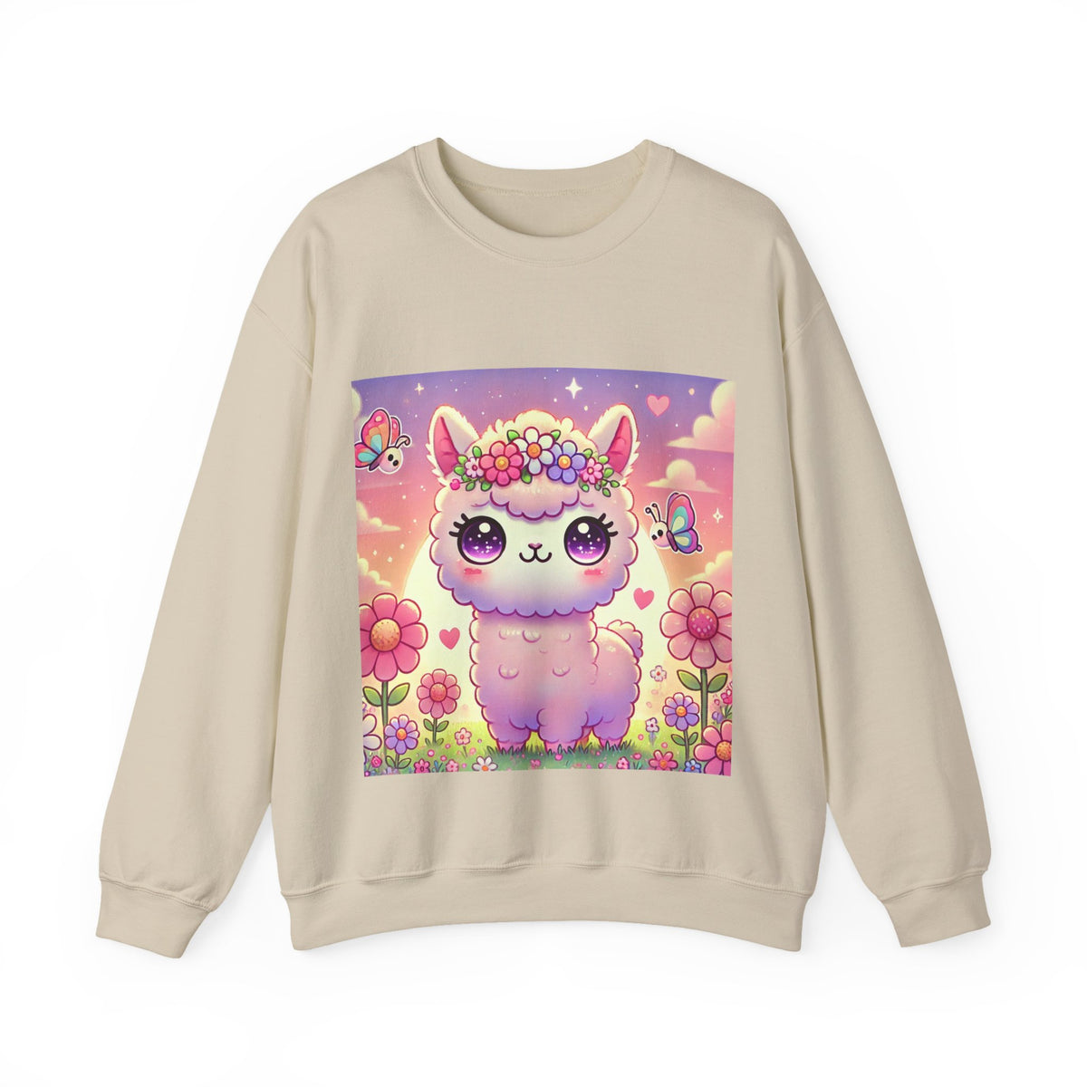 Pastel Floral Alpaca Garden Kawaii Sweatshirt