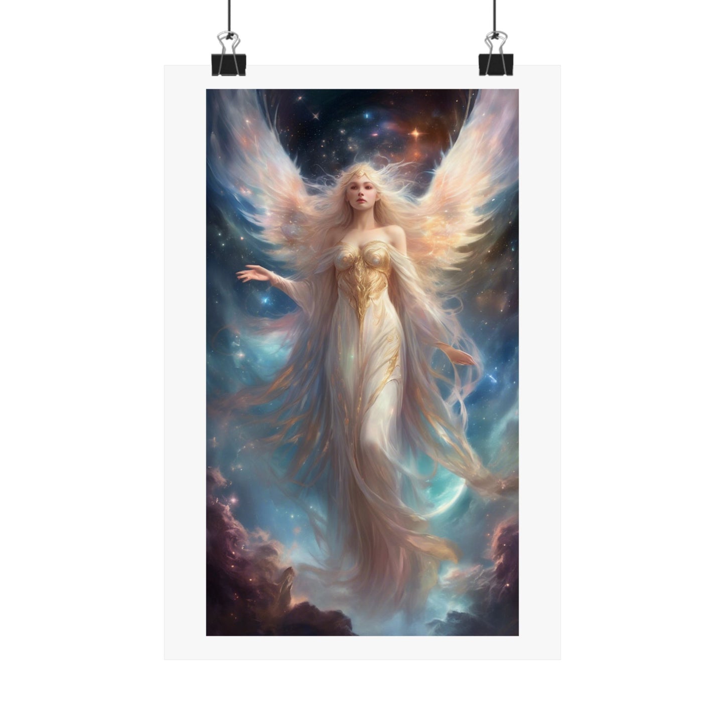 Celestial Winged Heroine Fantasy Portrait Poster