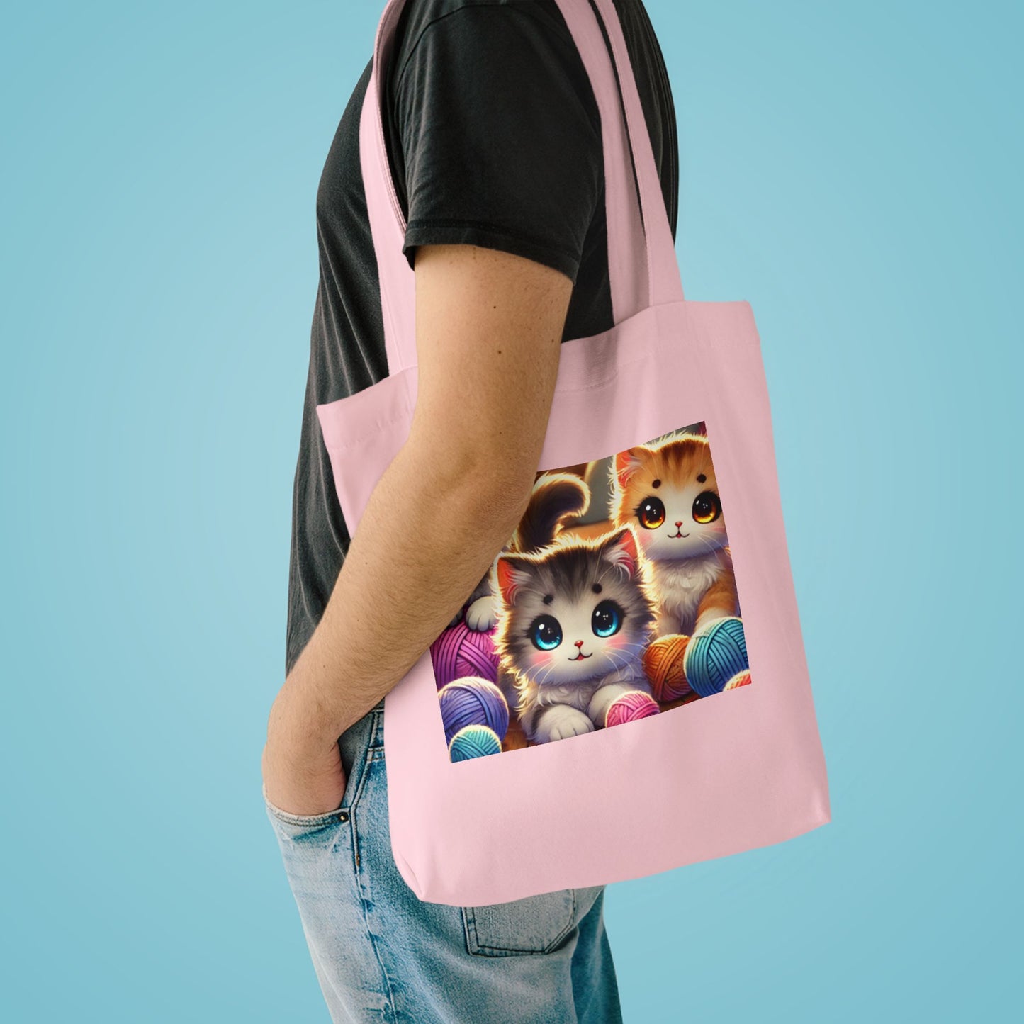 Cozy Yarn Kittens Cute Cat Lover Knitting Tote Bag for Crafters