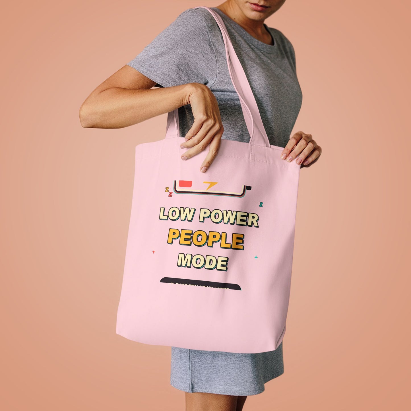 Low Power People Mode Funny Introvert Social Battery Tote Bag