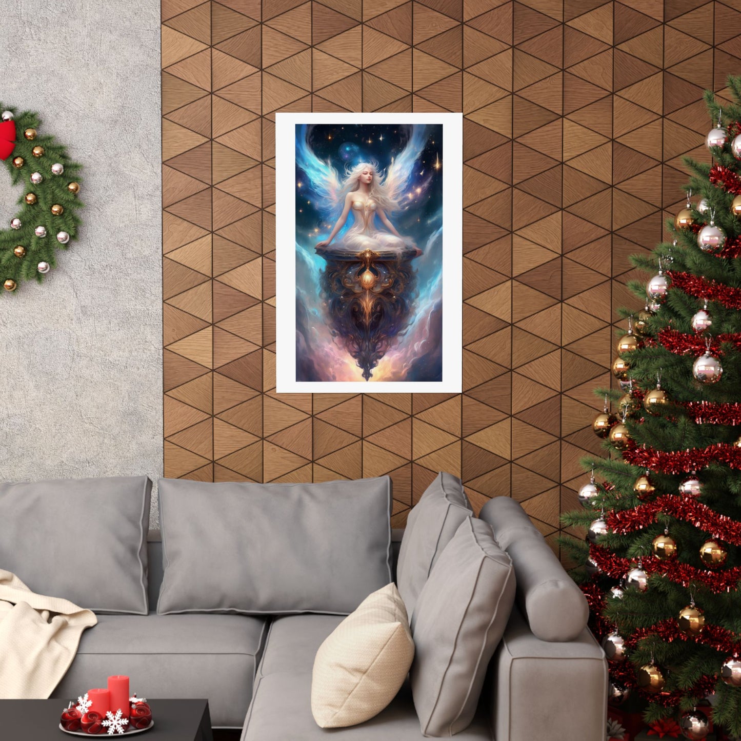 Celestial Winged Meditation Fantasy Portrait Poster