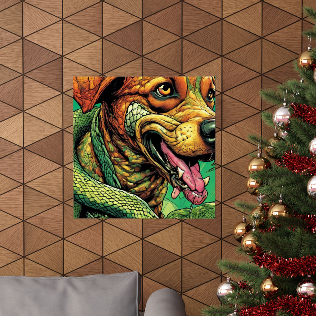 Serpent Guardian Dog Bold Fantasy Creature Art Poster