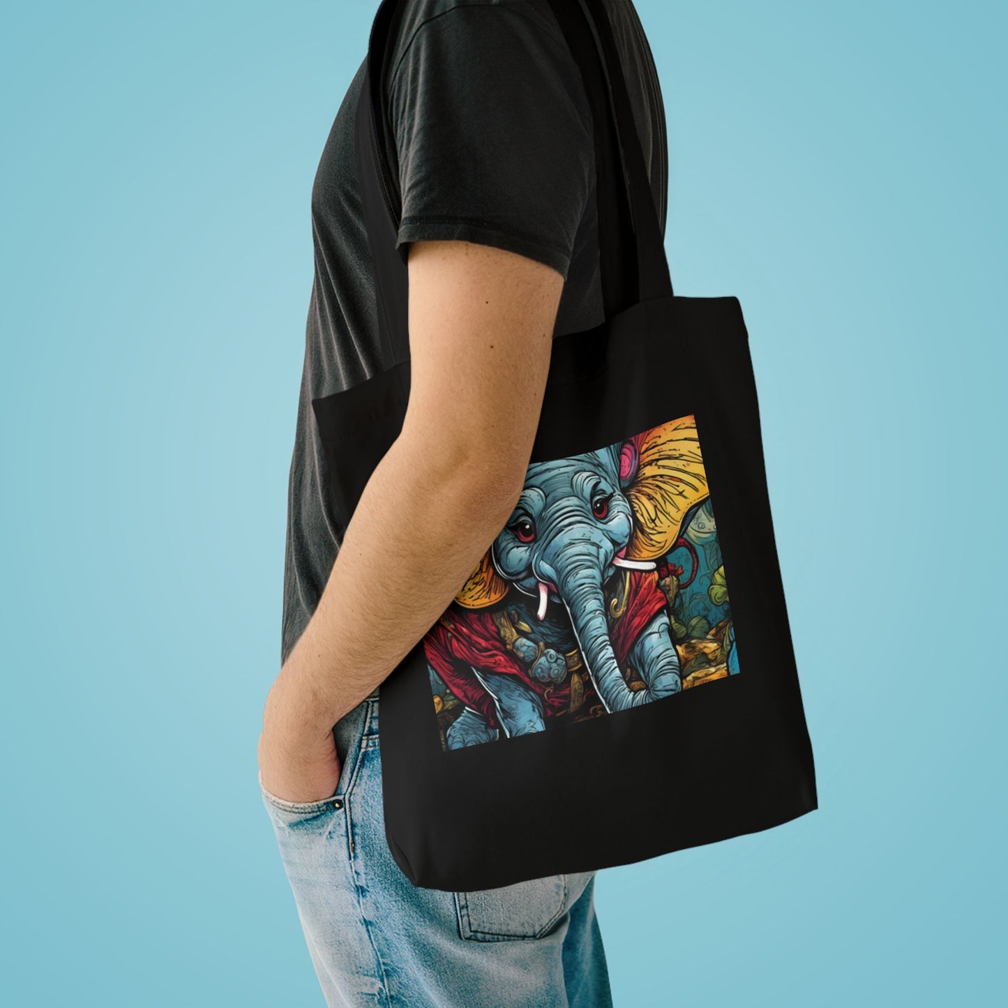 Colorful Elephant Garden Parade Animal Art Tote Bag for Gifts