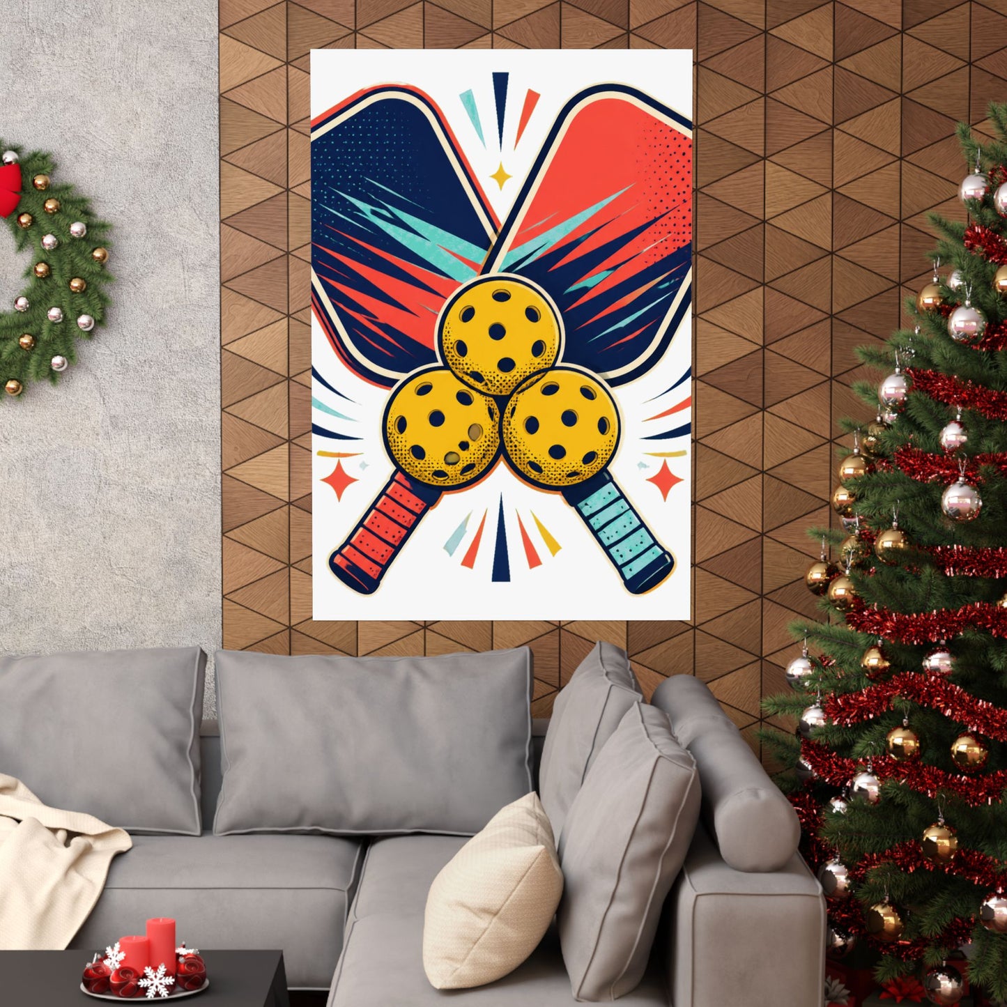 Retro Pickleball Paddles Recreational Sports Art Poster