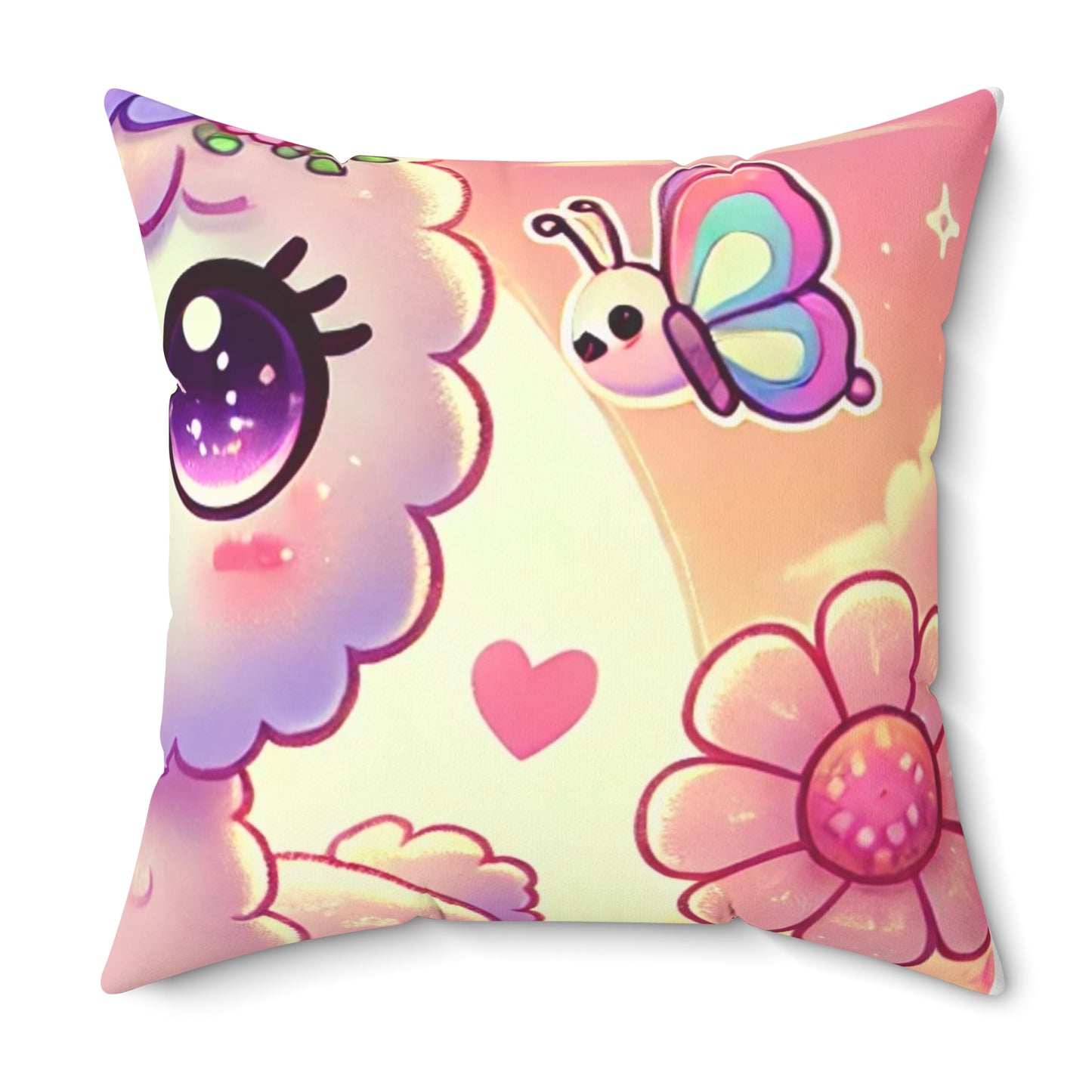 Pastel Floral Alpaca Garden Kawaii Decorative Pillow