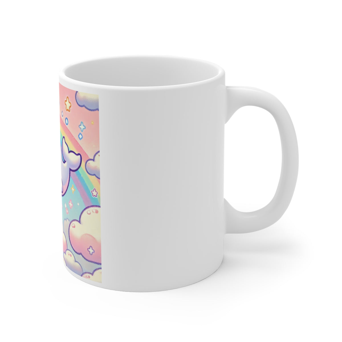 Kawaii Rainbow Whale Pastel Cloud Coffee Mug