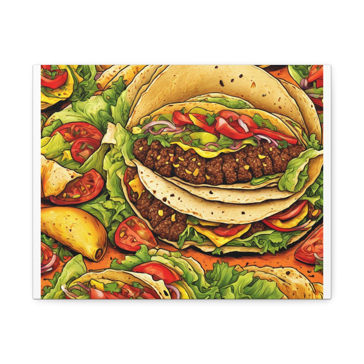 Stacked Taco Fiesta Foodie Gift Art Canvas
