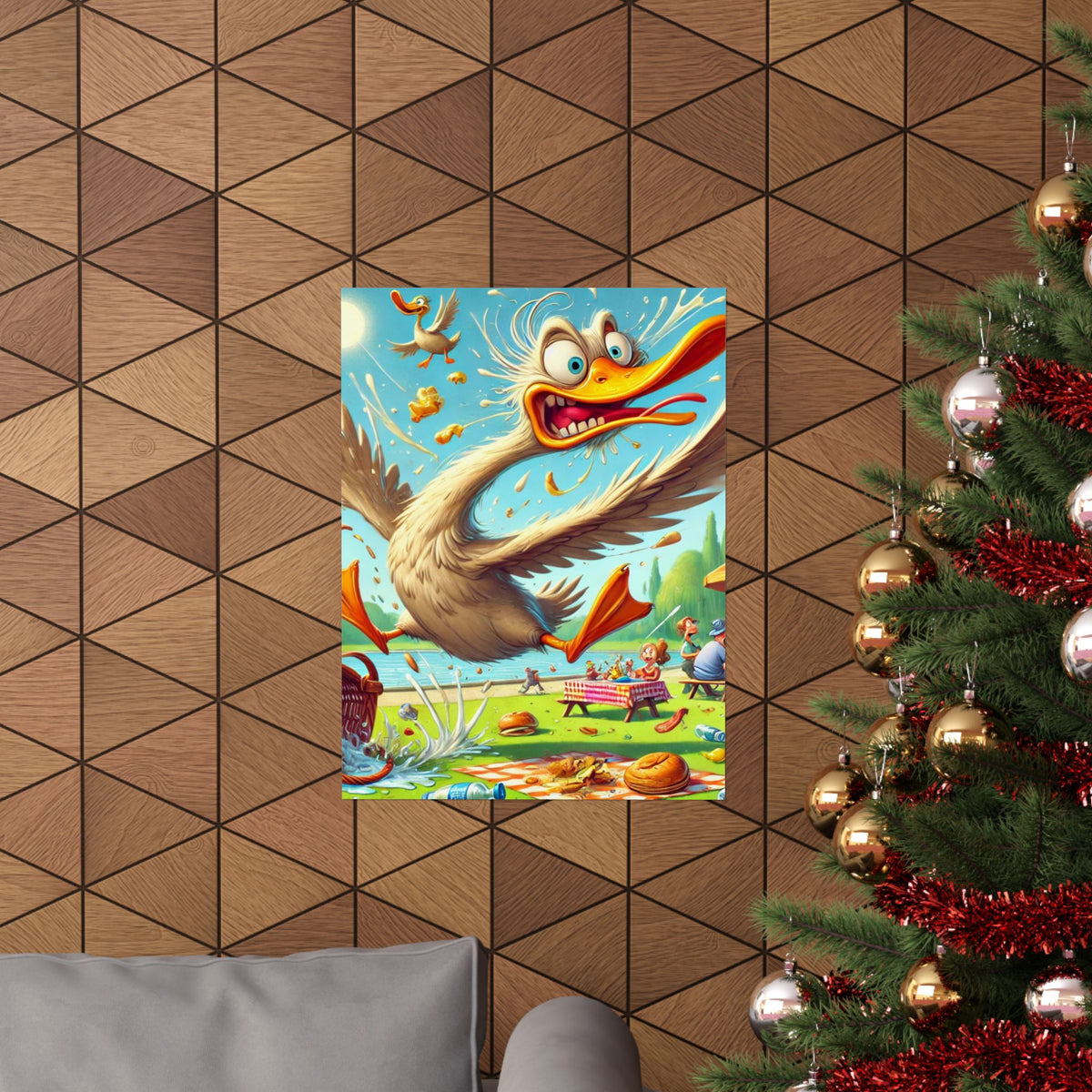 Chaotic Picnic Duck Funny Summer Wall Art Poster