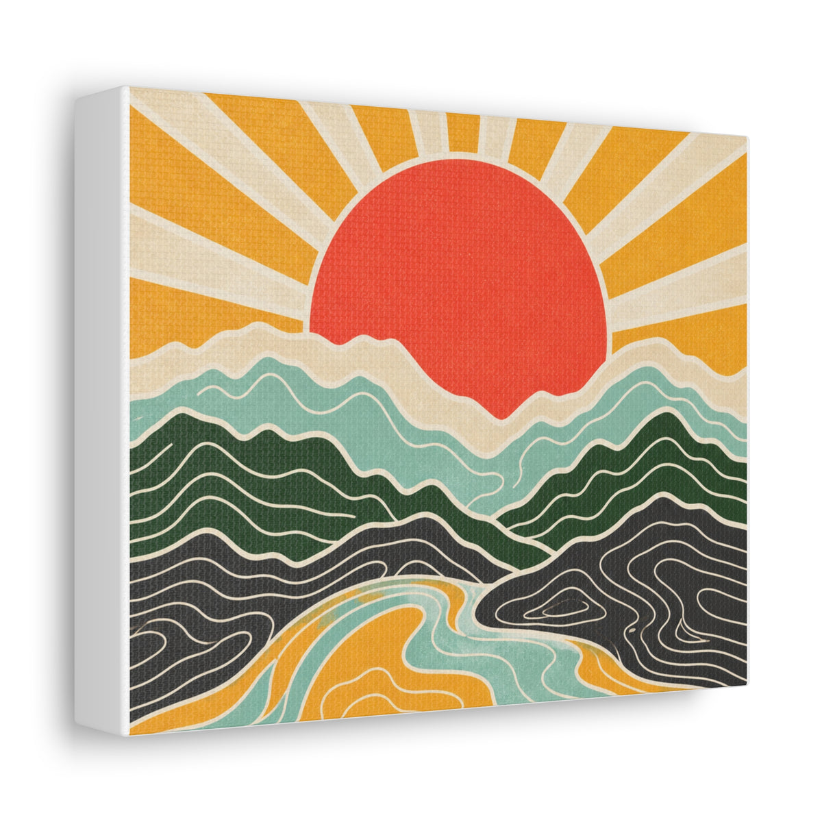 Topographic Sunrise Mid Century Mountain Canvas Art