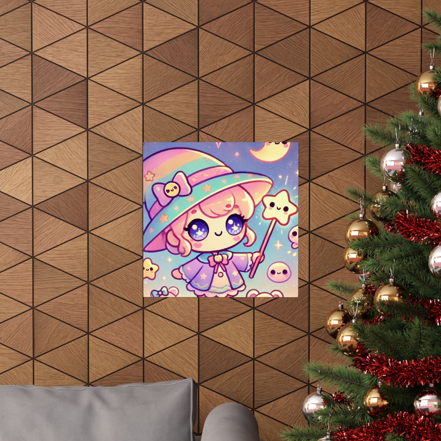 Kawaii Moon Wand Pastel Fantasy Wall Art Poster