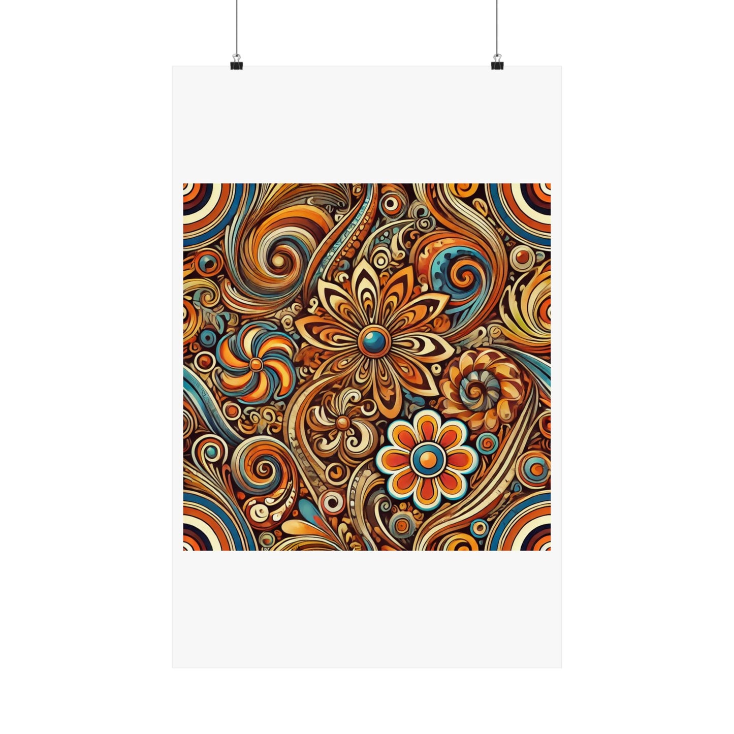 Ornate Abstract Floral Paisley Pattern Poster