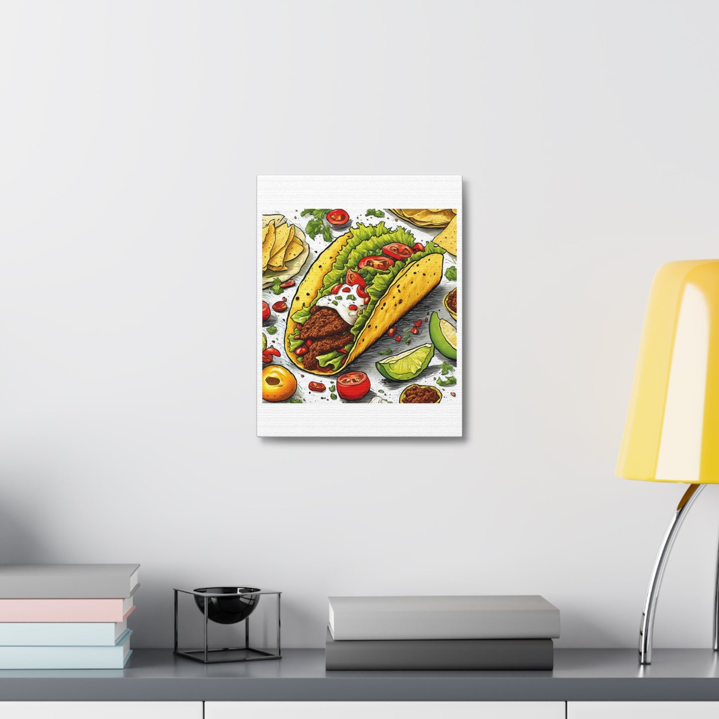 Bold Taco Illustration Foodie Gift Art Canvas
