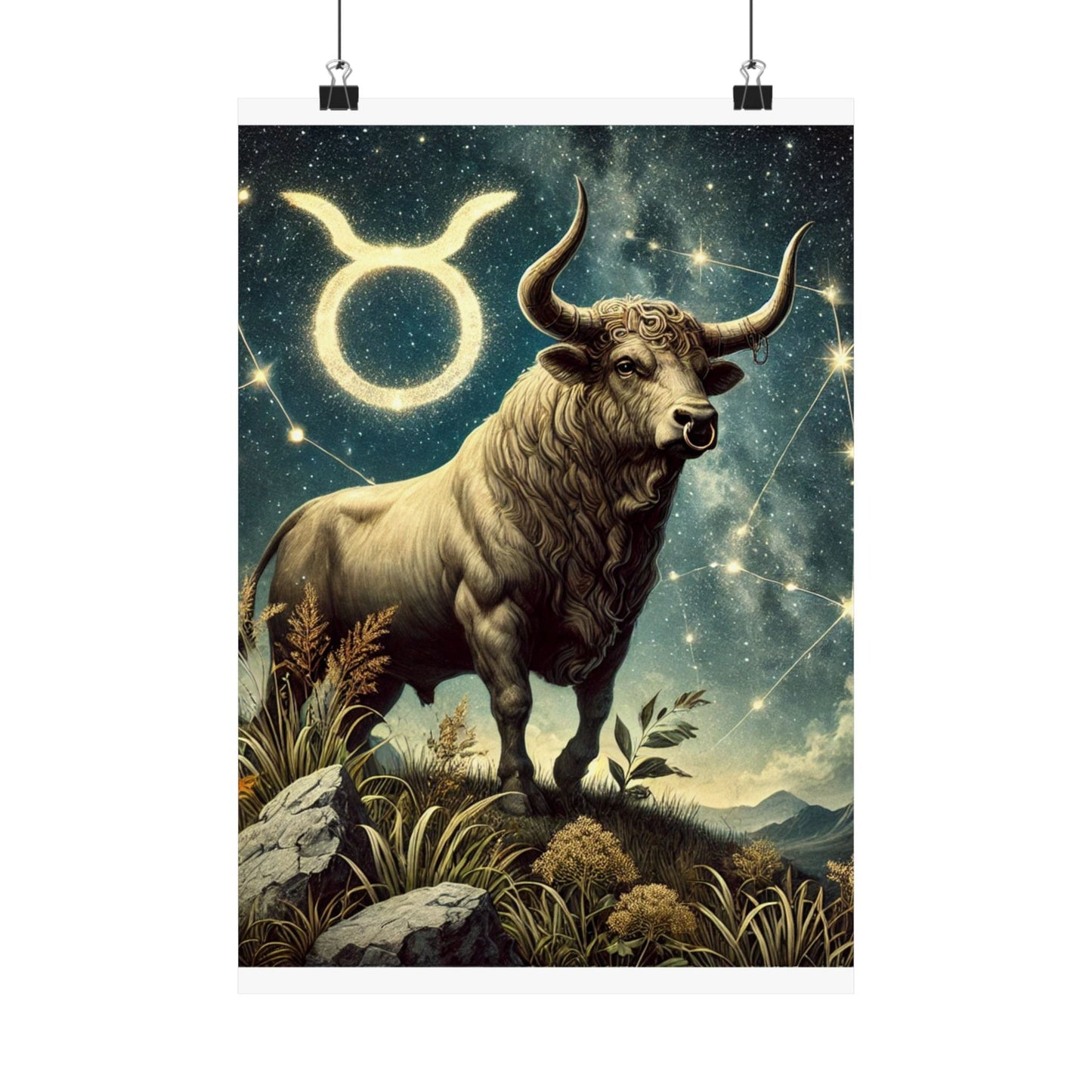 Taurus Bull Constellation Celestial Wall Art Poster