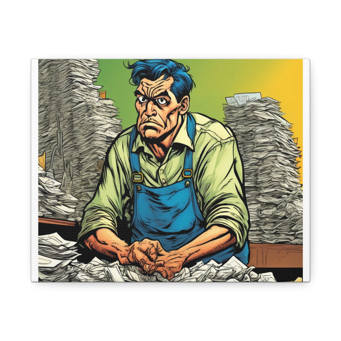 Paperwork Chaos Desk Worker Funny Office Art Canvas