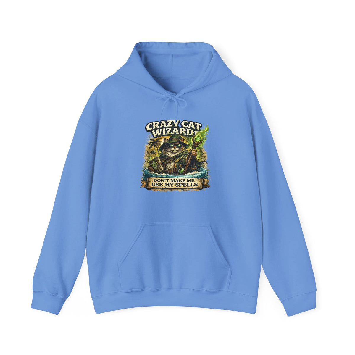 Crazy Cat Wizard Funny Fantasy Magic Hoodie