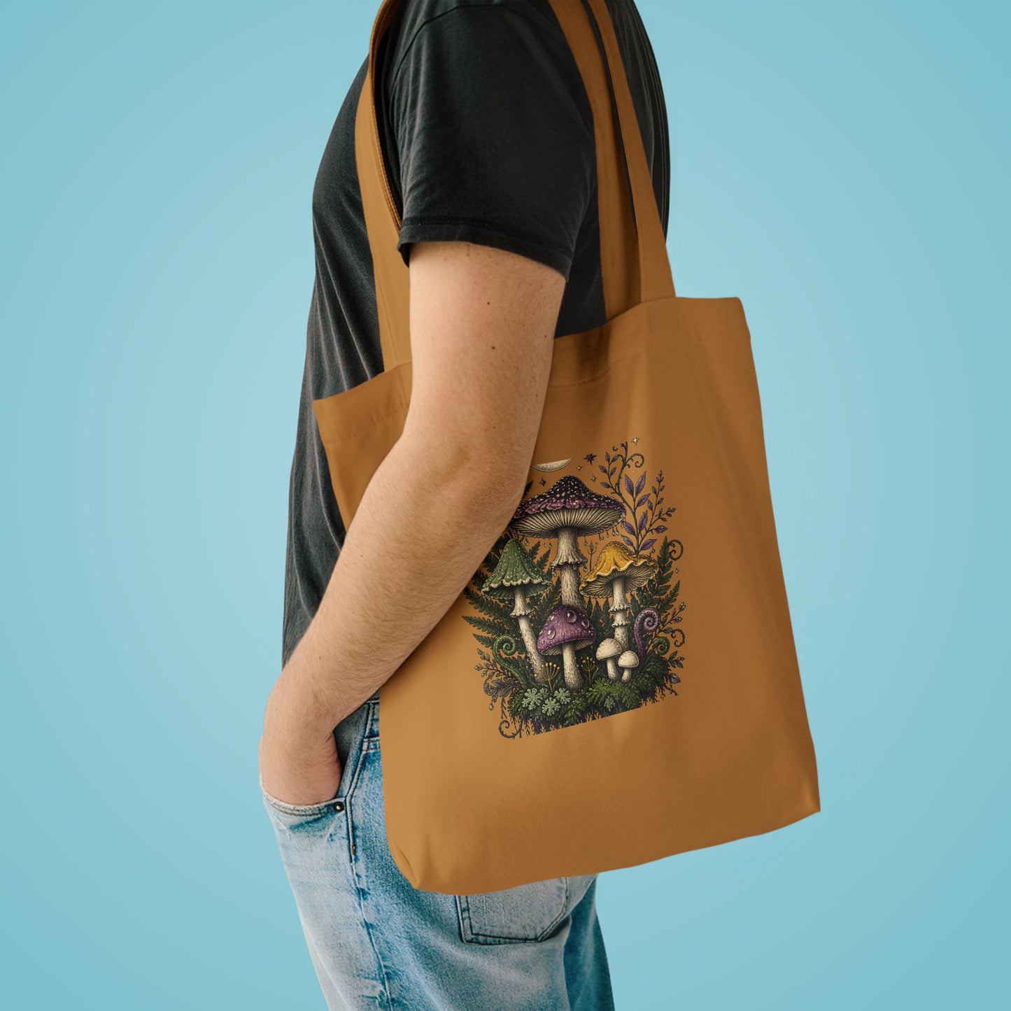 Midnight Mushroom Field Notes Botanical Mushroom Tote Bag
