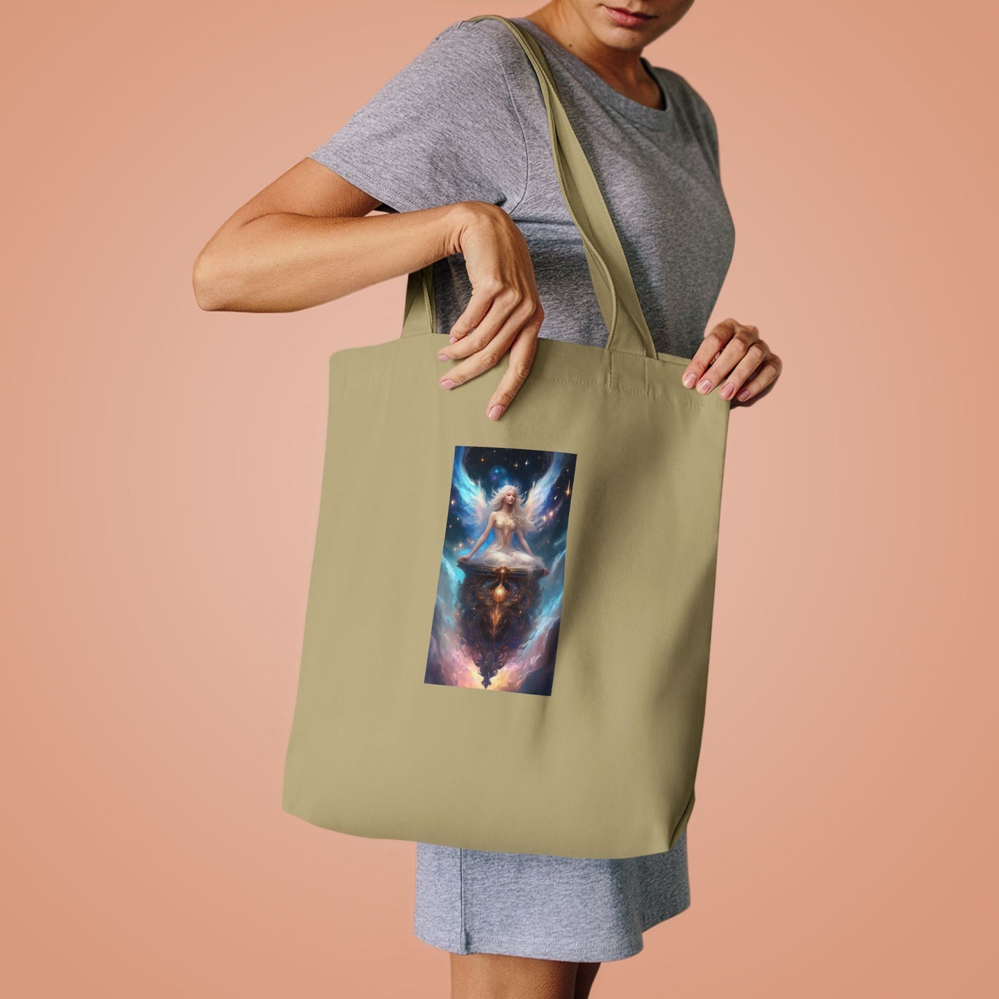 Celestial Winged Meditation Fantasy Portrait Tote Bag