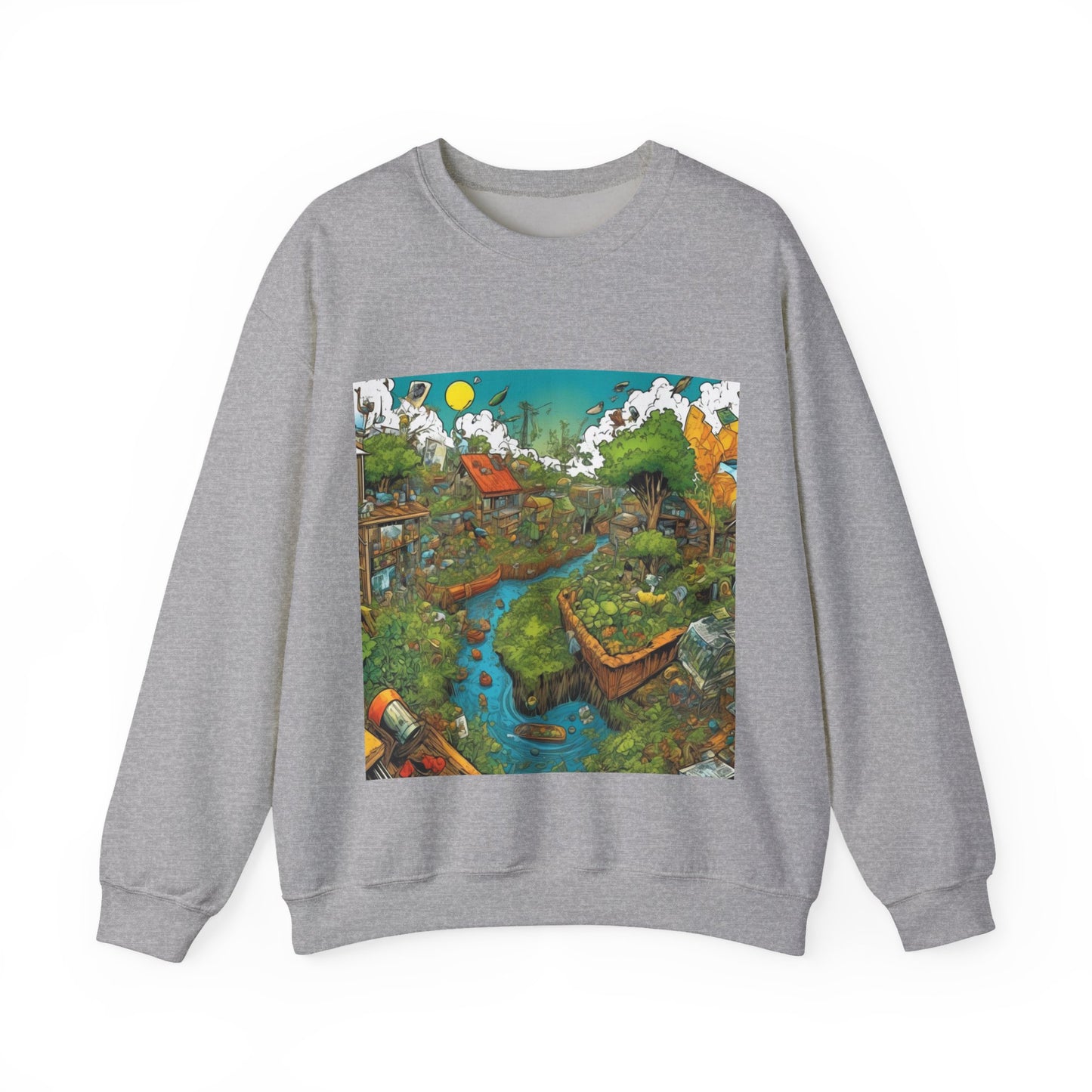 Whimsical Garden Stream Nature Gift Art Sweatshirt