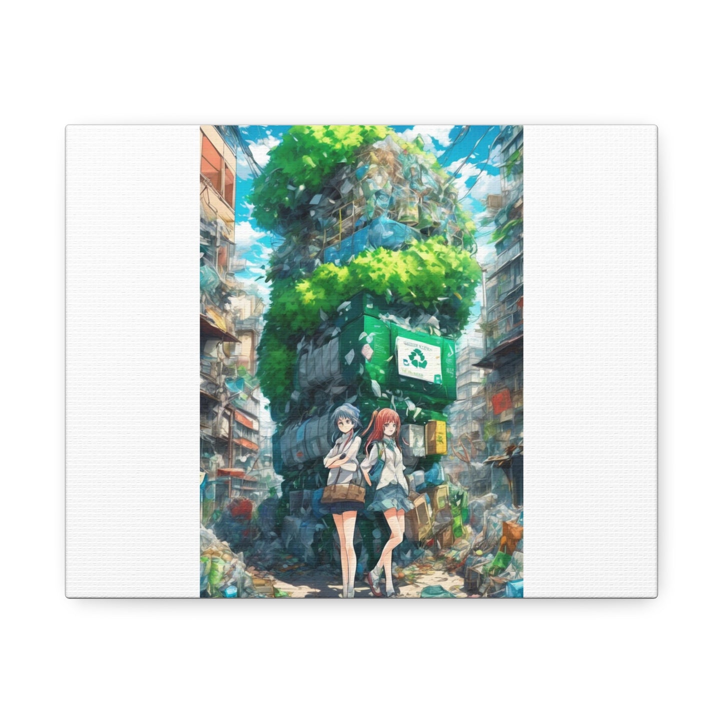 Urban Recycling Anime Friends Eco City Canvas Print