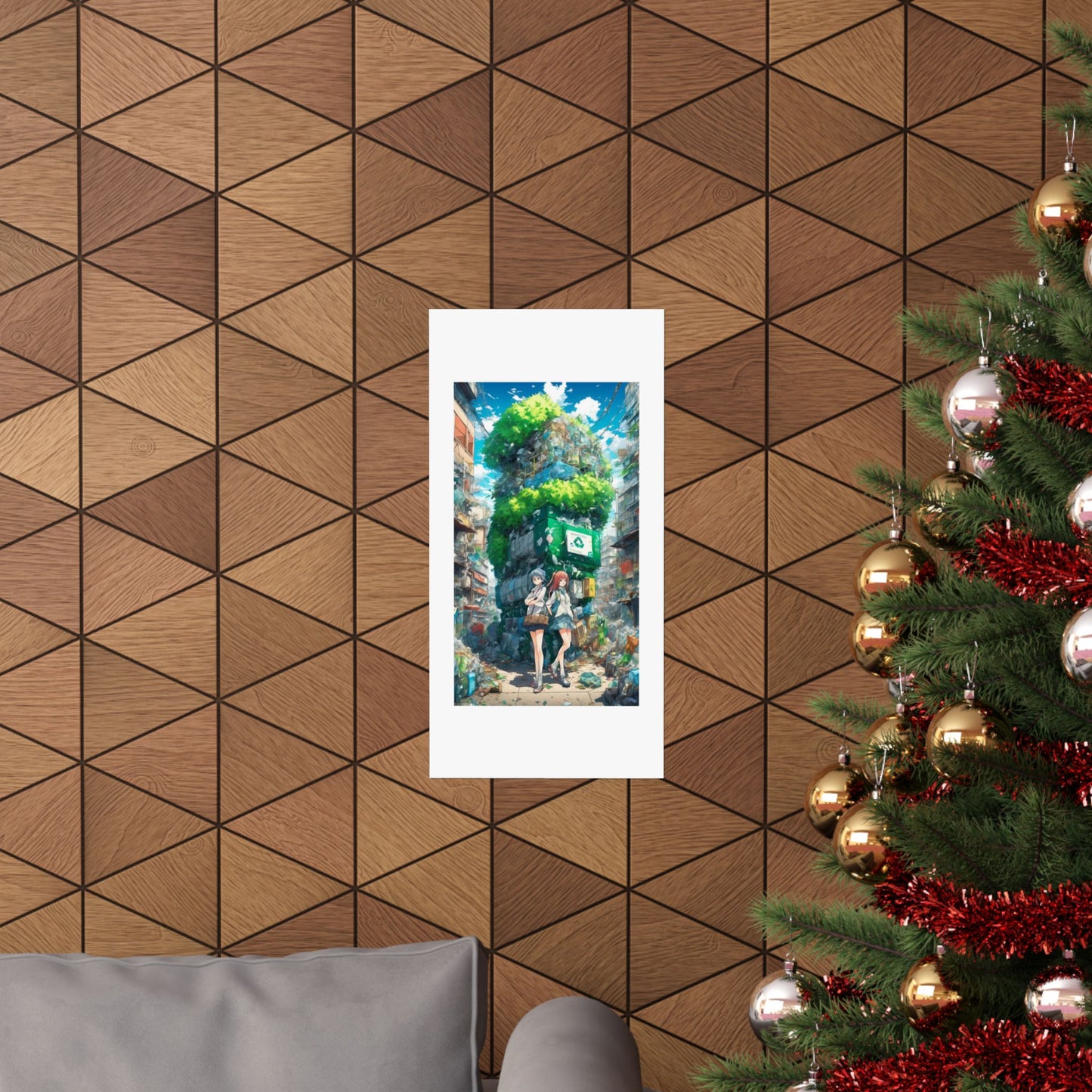 Urban Recycling Anime Friends Green City Wall Poster
