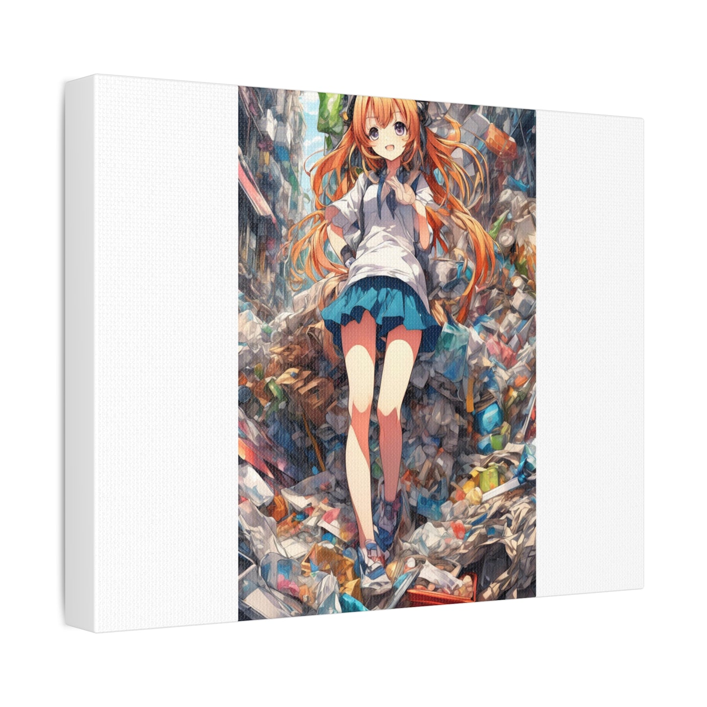 Recycling Rescue Anime Heroine Eco Street Art Canvas