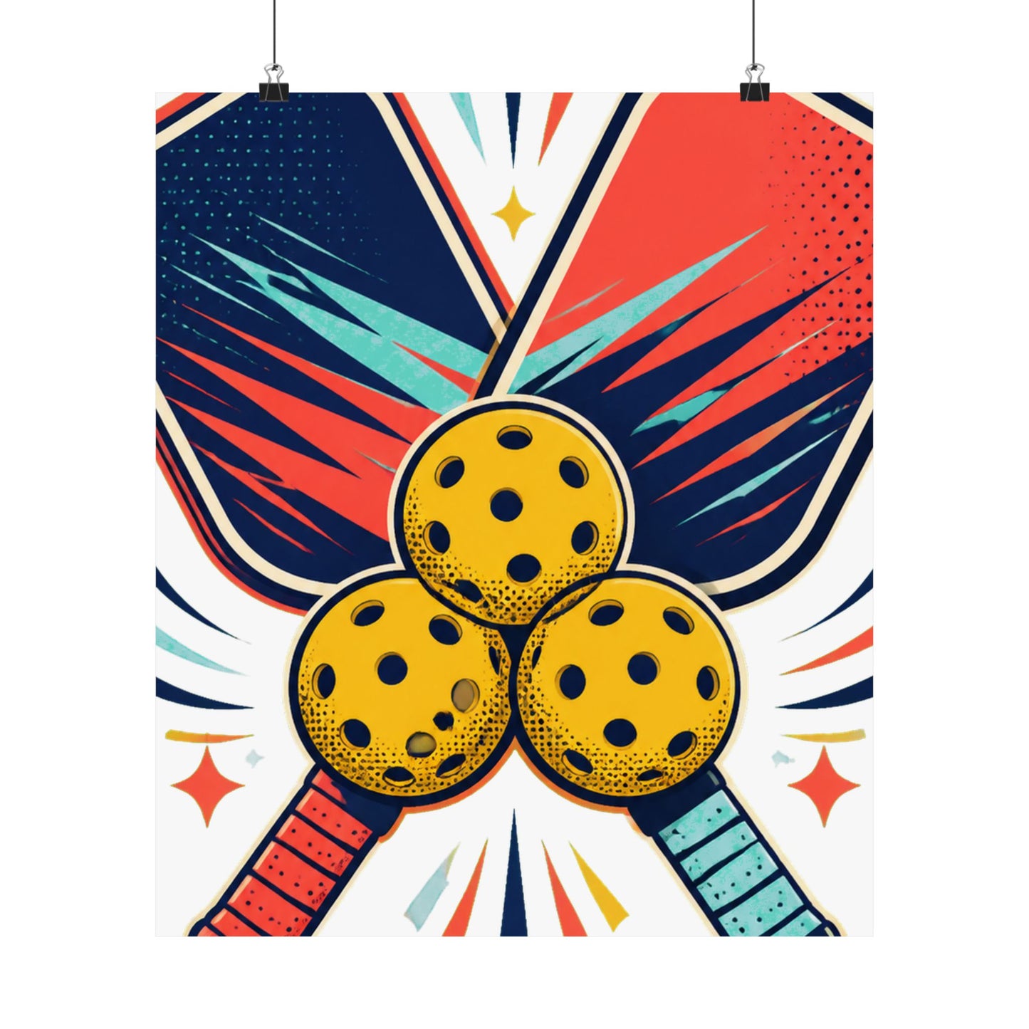 Retro Pickleball Paddles Recreational Sports Art Poster