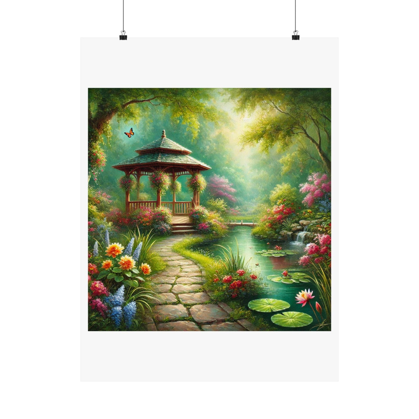 Spring Garden Gazebo Floral Landscape Poster