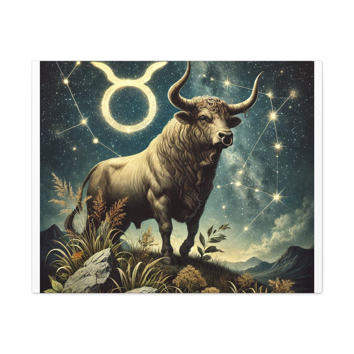 Taurus Bull Constellation Celestial Canvas Wall Art