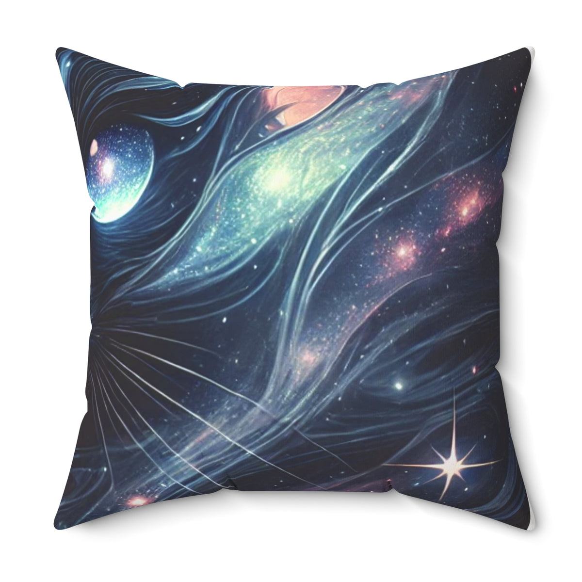 Cosmic Black Cat Galaxy Celestial Decorative Pillow