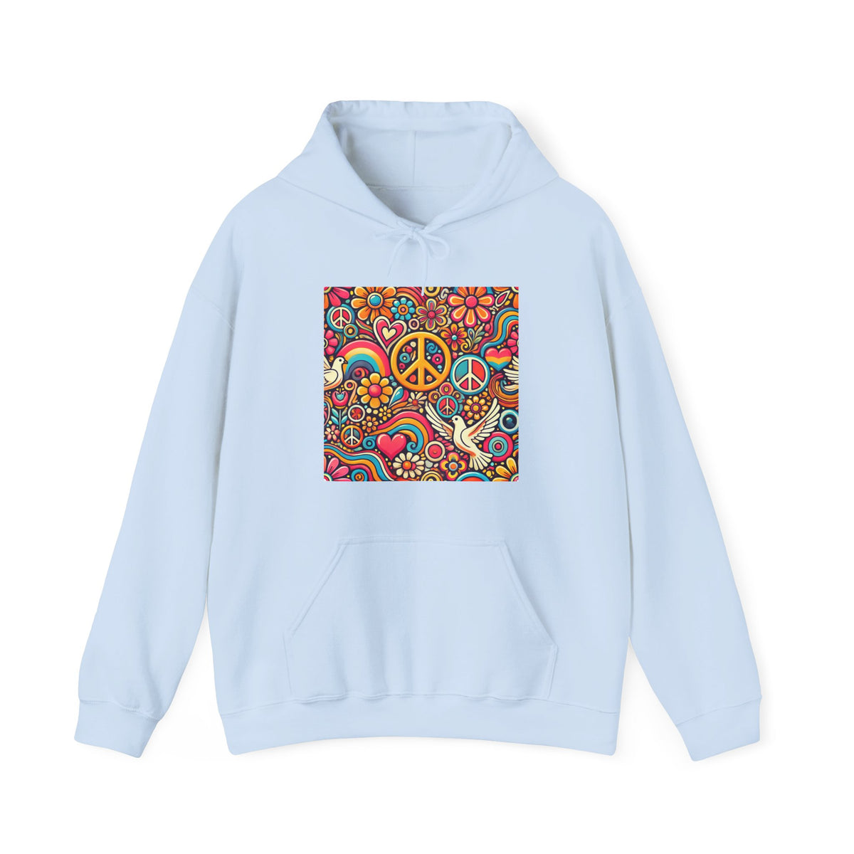 Colorful Peace Floral Pattern Hoodie