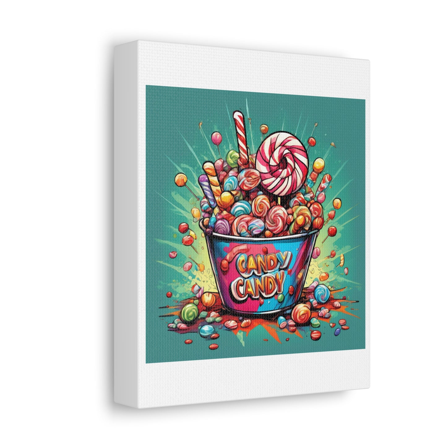 Holiday Candy Bucket Sweets Gift Art Canvas