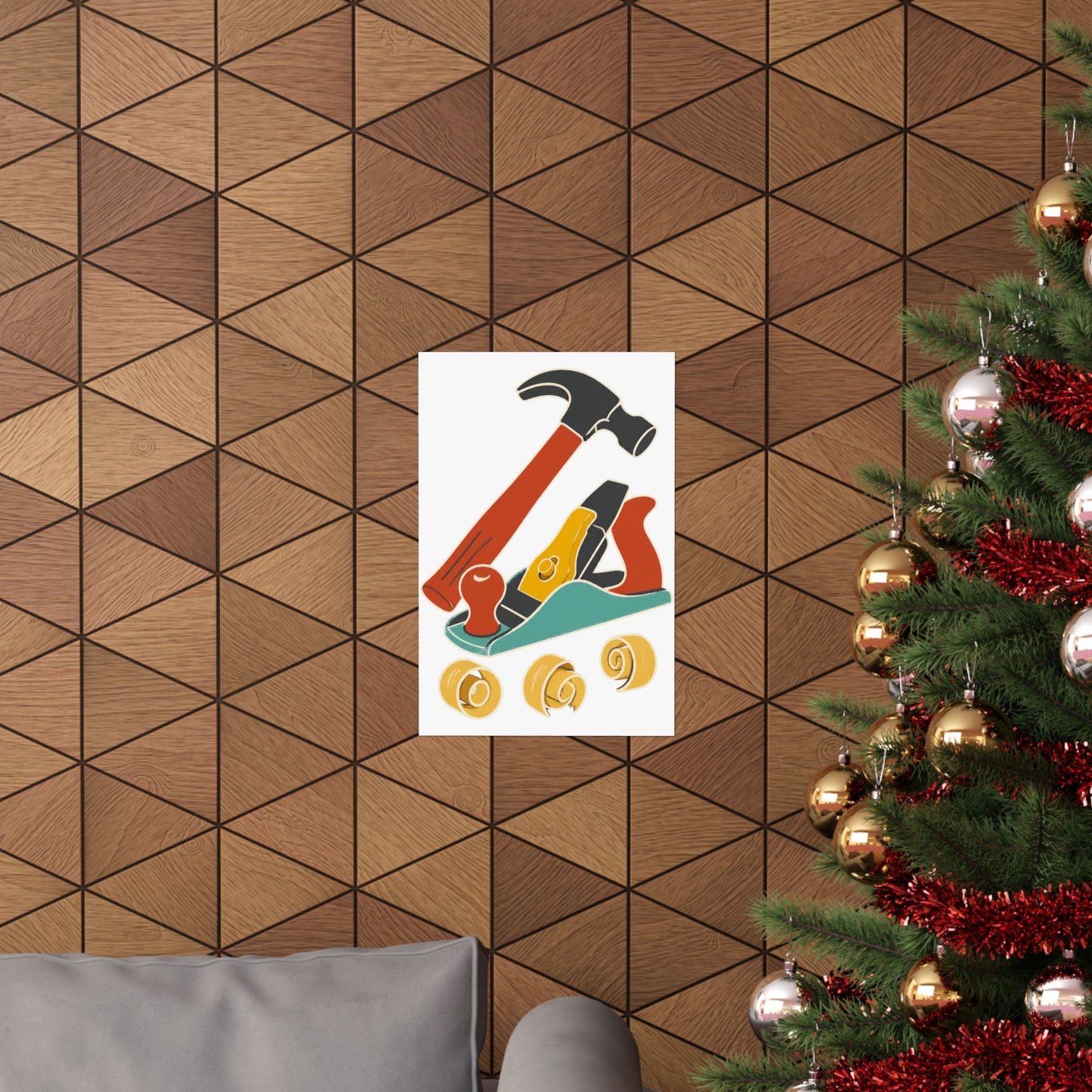 Carpenter Hammer Hand Plane Woodworking Art Poster