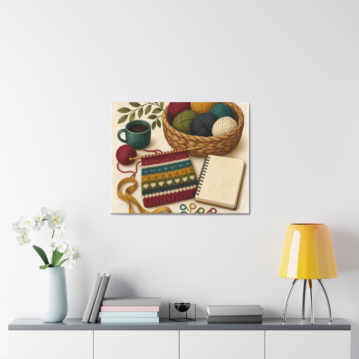 Cozy Knitting and Yarn Hobby Art Canvas Art